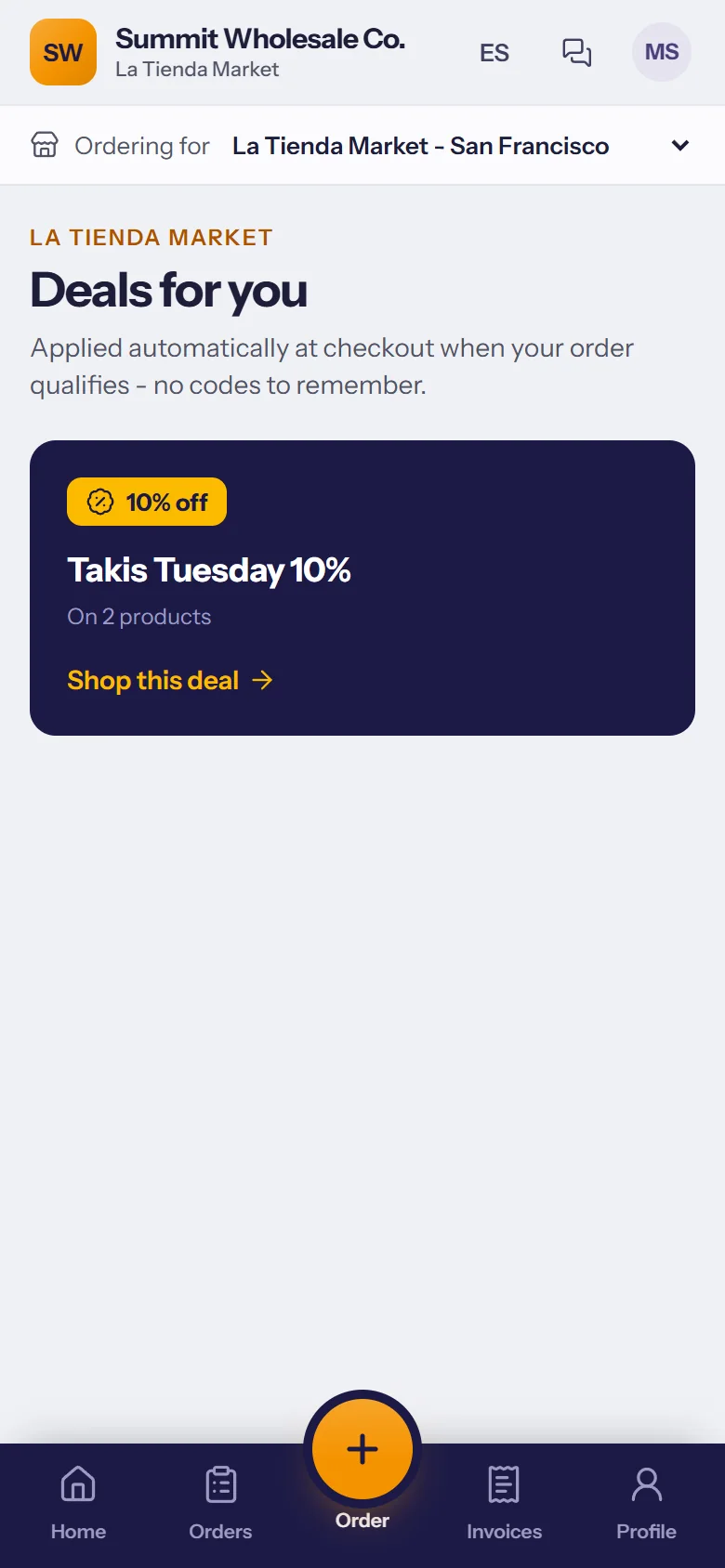 TranzSales customer portal: deals applied automatically at checkout